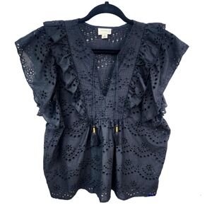 ARTELIER by Nicole Miller Eyelet Ruffled Pheasant Top Size M